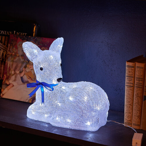 ULD-M2926-040-STA WHITE IP20 LYING FAWN-1 Фигура светодиодная Лежащий оленёнок-1, 40 светодиодов, размер 29x16x26 см, цвет свечения-белый, IP20. - фото 5