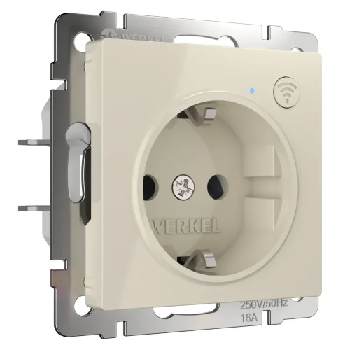 Умная встраиваемая розетка с заземлением с защитными шторками (слоновая кость) W1171603 - фото