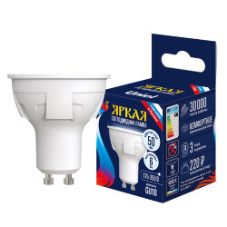LED-JCDR 6W-NW-GU10-FR-DIM PLP01WH Лампа светодиодная, диммируемая, Форма JCDR, матовая, Серия ЯРКАЯ, Белый свет 4000K.