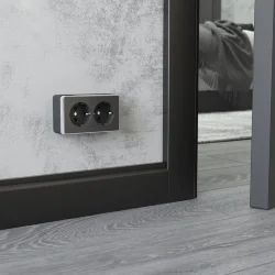 Розетка двойная с заземлением Gallant графит рифленый W5072104