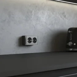 Розетка двойная с заземлением Gallant графит рифленый W5072104