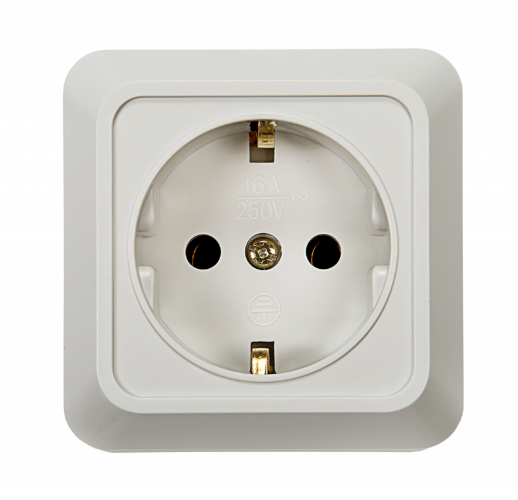 Розетка одинарная с заземлением BOLLETO белая накладная 7028 IN HOME - Фото