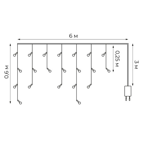 ULD-B6006-080-STK WARM WHITE IP44 Бахрома светодиодная со статическим свечением, 6м, Соединяемая, 80 светодиодов, Теплый белый свет, Провод прозрачный - фото 15