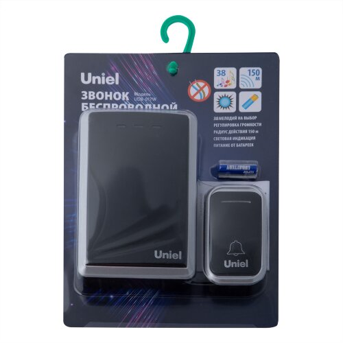 UDB-017W-R1T1-38S-150M-BL-SL Звонок беспроводной, Радиус действия 150м, Черный с серебристым - фото 7