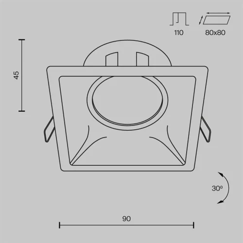 Встраиваемый светильник Dot GU10 10Вт (Черный) - фото 8