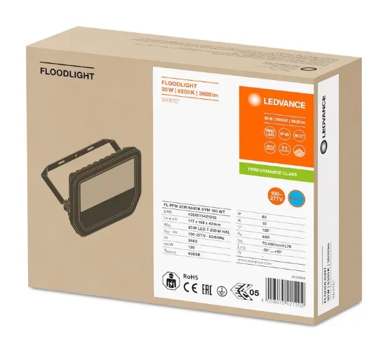 Прожектор светодиодный 30W/6500K (=250W) IP65 3600Lm Симметричный 100° Белый | FLOODLIGHT PERFORMANCE | - LEDVANCE. Фото 5