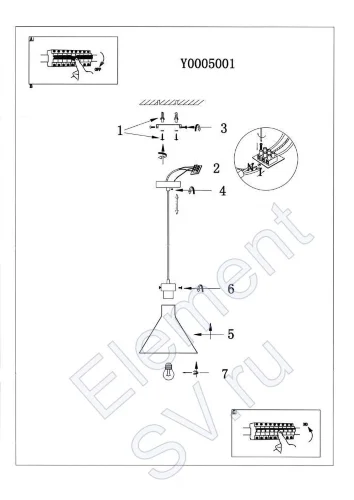 Светильник лофт Y0005001 PA24 (220V, E27, стекло) - фото 7.