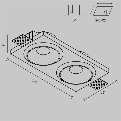 Встраиваемый светильник Gyps Modern GU10 х2 10 Вт (Белый) - фото 10