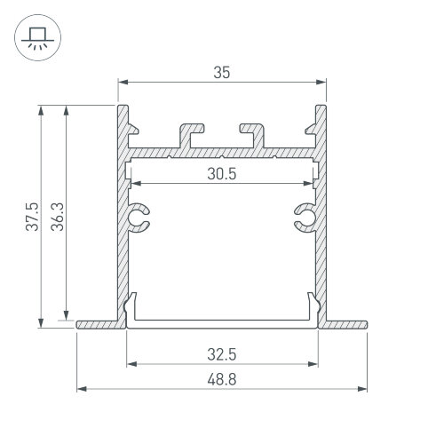 Профиль SL-LINIA49S-F-2000 ANOD BLACK (Arlight, Алюминий) - фото 4