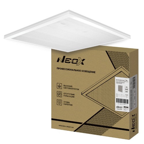 Панель светодиодная универсальная ДВО-02 3665-ПРИЗМА 36Вт 6500К IP40 595х595х15мм NEOX - Фото