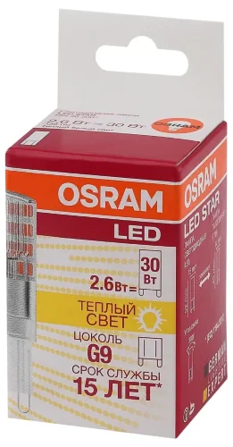 Лампа светодиодная 2.6W/2700K (=30W) 230V G9 | 320Lm d15x52 | LED Star | - OSRAM. Фото 4