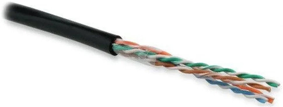 Кабель витая пара U/UTP кат.5E 4х2х24AWG solid PE Outdoor UUTP4-C5E-S24-OUT-PE-BK-500 черн. (м) Hyperline 49118 - фото