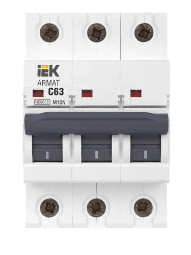 Выключатель автоматический модульный 3п C 63А M10N ARMAT IEK AR-M10N-3-C063 - фото 2