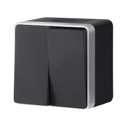 Выключатель двухклавишный влагозащищенный Gallant черный с серебром W5020234 W5020234