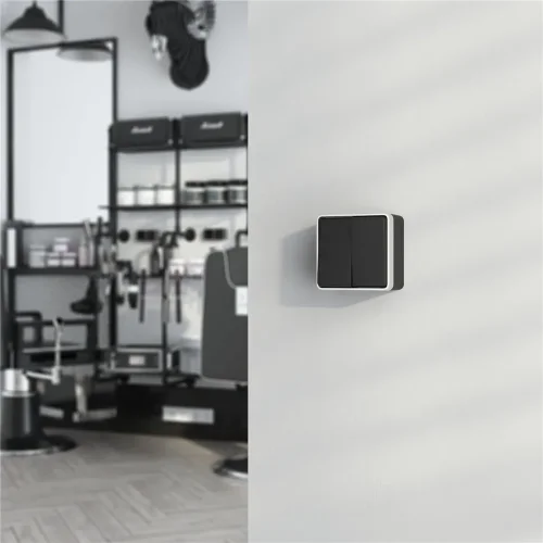 Выключатель двухклавишный влагозащищенный Gallant черный с серебром W5020234 W5020234 - фото 2