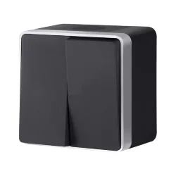 Выключатель двухклавишный влагозащищенный Gallant черный с серебром W5020234 W5020234