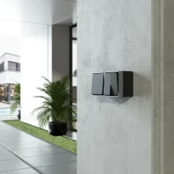 Выключатель двухклавишный влагозащищенный Gallant черный с серебром W5020234 W5020234