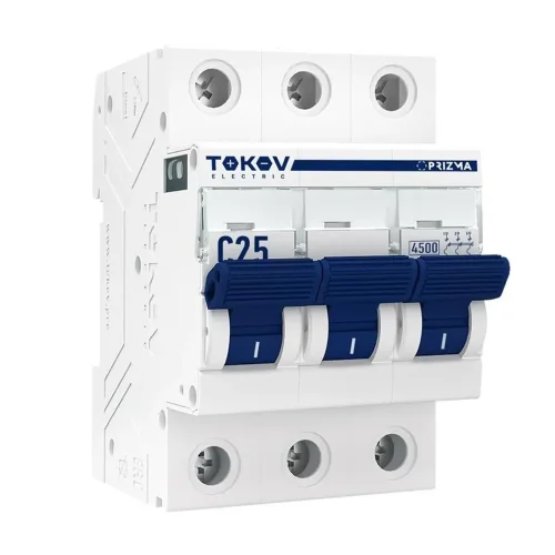 Выключатель автоматический модульный 3п C 25А 4.5кА PRIZMA TOKOV ELECTRIC TKE-PZ45-MCBI-3-25-C - фото