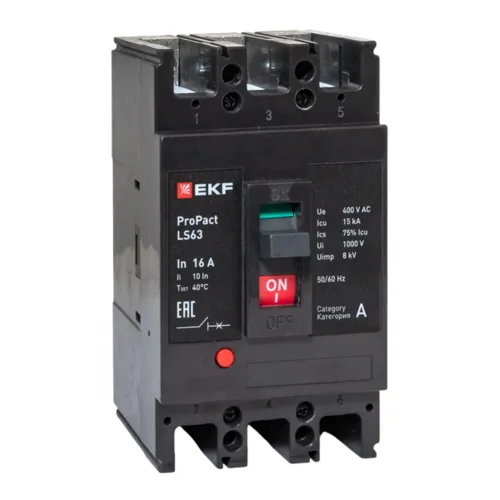 Выключатель автоматический 3п 16А 15кА LS63 ProPact EKF mccb-63-15-3-16-ls - фото