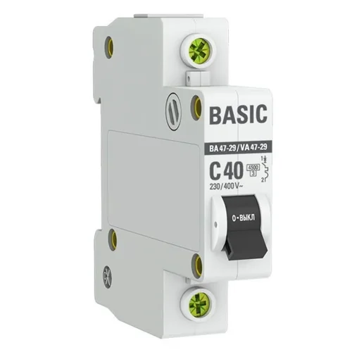 Выключатель автоматический модульный 1п C 40А 4.5кА ВА 47-29 Basic EKF mcb4729-1-40C - фото