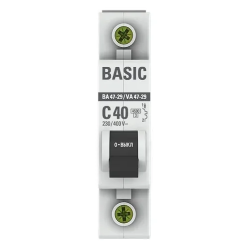 Выключатель автоматический модульный 1п C 40А 4.5кА ВА 47-29 Basic EKF mcb4729-1-40C - фото 2