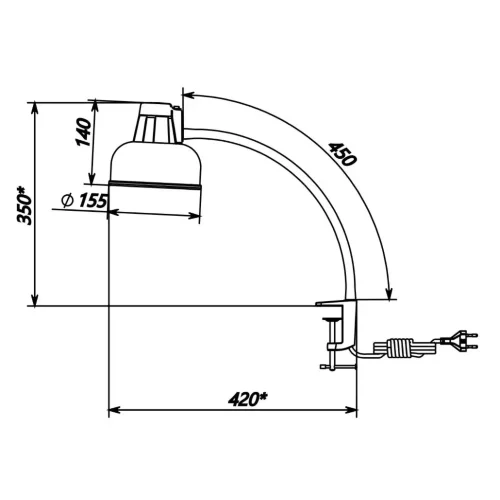 Светильник настольный 1xE27 | Чёрный на МС струбцине | Бета-СШ НДБ37-60-175 | - ТРАНСВИТ. Фото 3