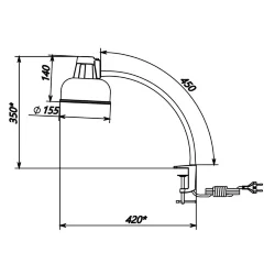 Светильник настольный 1xE27 | Чёрный на МС струбцине | Бета-СШ НДБ37-60-175 | - ТРАНСВИТ