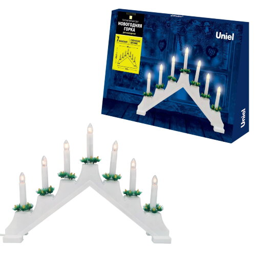 UDL-L7101-007-SWA-WW WHITE BRIDGE Фигура Новогодняя горка, 39.5х30.5см, 7 миниламп накаливания, Теплый белый свет, Корпус белый, Материал пластик, TM Uniel - фото 11