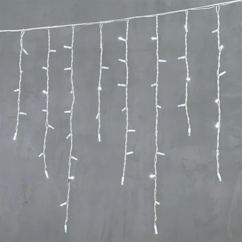 Гирлянда Бахрома 3,2 x 0,9 м Белая 220В, 168 LED, Провод Белый Каучук, IP65. Фото 1.