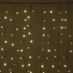 Гирлянда Занавес Облегченный c Колпачком 2 x 1 м Тепло-Белый 220В, 200 LED, Провод Черный Каучук 2,3мм, IP65