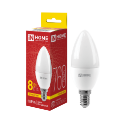 Лампа светодиодная LED-СВЕЧА-VC 8Вт 230В Е14 3000К 760Лм IN HOME