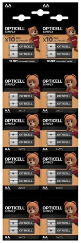 Элемент питания алкалиновый AA/LR6 отрывной набор hsdc (блист. 2штх10) (уп.20шт) Opticell 5050001/6050001 - фото