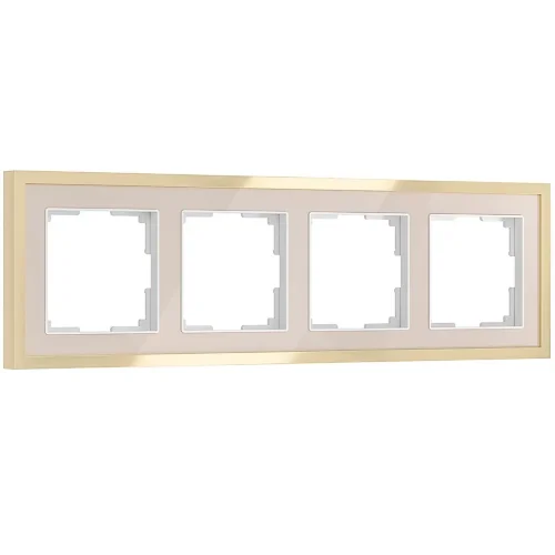 Рамка из металла на 4 поста Baguette айвори/латунь W0042851 - фото