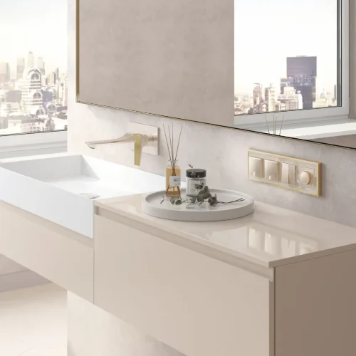 Рамка из металла на 4 поста Baguette айвори/латунь W0042851 - фото 3