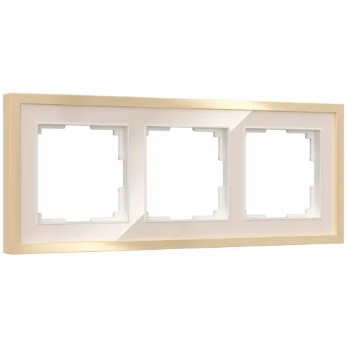 Рамка из металла на 3 поста Baguette айвори/латунь W0032851 - фото