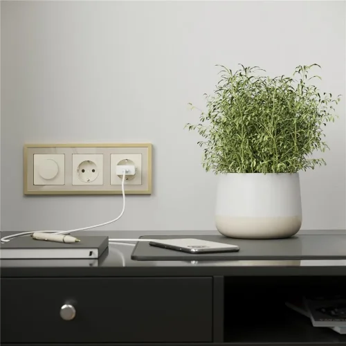 Рамка из металла на 3 поста Baguette айвори/латунь W0032851 - фото 3