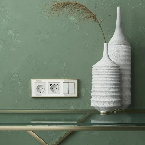 Рамка из металла на 3 поста Baguette айвори/латунь W0032851 - фото 5