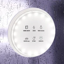 Светодиодная лента 24В 2835 4,8Вт/м 6000K 5м IP65 (Белый) 10141