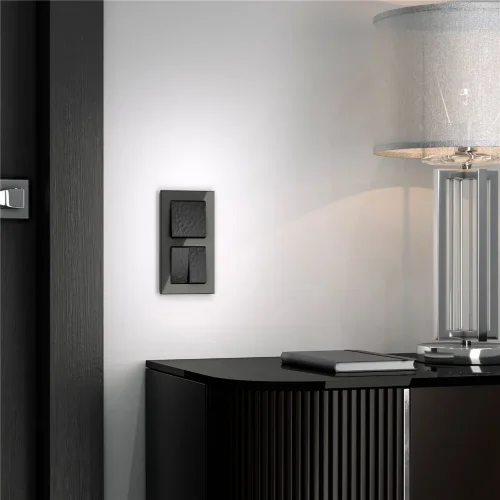 Выключатель двухклавишный (Hammar черный) W1220008 - фото 5