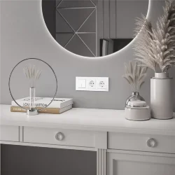 Выключатель одноклавишный проходной с подсветкой (белый) W1112101