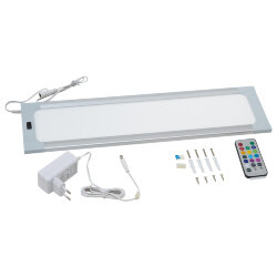 ULI-F42-7.5W-RGB-RC-DIM SENSOR IP20 SILVER Панель линейная светодиодная ультратонкая, с бесконтактным выключателем, диммер, пульт ду, 460х120х11мм, 260Lm, Серебристый