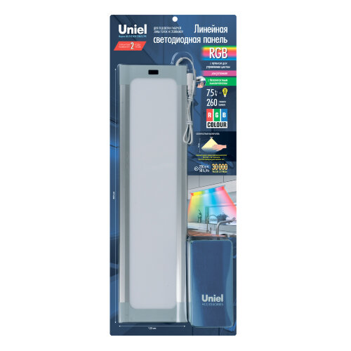 ULI-F42-7,5W/RGB/RC/DIM SENSOR IP20 SILVERПанель линейная светодиодная ультратонкая, с бесконтактным выключателем, диммер, пульт ду. 460х120х11мм. 260Lm. Серебристый. ТМ Uniel - фото