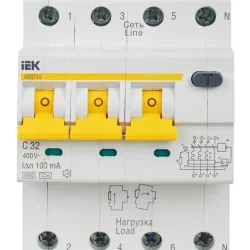 Выключатель автоматический дифференциального тока 4п (3P+N) C 32А 100мА тип A 6кА АВДТ-34 KARAT IEK MAD22-6-032-C-100