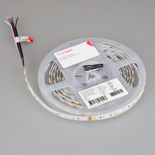 Светодиодная лента RT-В60-10mm 24V RGBW-Warm (14.4 W/m, IP20, 5060, 5m) (Arlight, Открытый) 018327(2) - фото 3