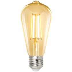 LED-ST64-7W-SW-E27-230V-WF GLS82GO Умная лампа светодиодная Wi-Fi+Bluetooth, диммируемая, Форма конус, золотистая, Стеклянная колба, 2700-6500K, Голосовое управление+приложение UnielSmart, TM Uniel