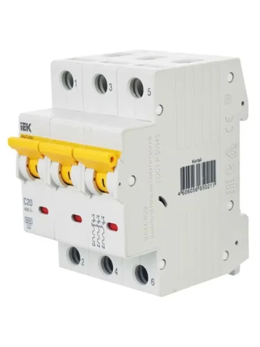 Выключатель автоматический модульный 3п C 20А 6кА ВА47-60M KARAT IEK MVA31-3-020-C - фото 8