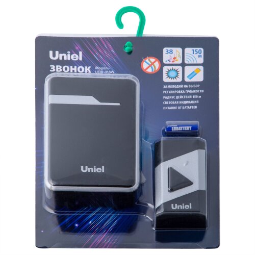 UDB-016W-R1T1-38S-150M-BL-SL Звонок беспроводной, Радиус действия 150м, Черный с серебристым - фото 9