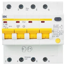 Выключатель автоматический дифференциального тока 4п C 40А 30мА тип AC 4.5кА АД-14 KARAT IEK MAD10-4-040-C-030