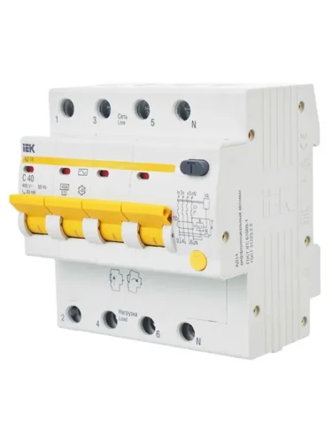 Выключатель автоматический дифференциального тока 4п C 40А 30мА тип AC 4.5кА АД-14 KARAT IEK MAD10-4-040-C-030 - фото 8