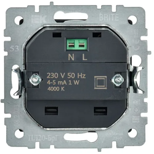 Подсветка светодиодная BRITE встраив. ПЛ20-БрГ механизм графит IEK BR-FL20-K53 - фото 3